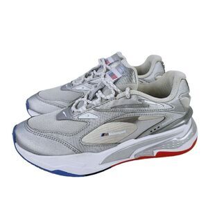 PUMA Big Kids Sz 5 BMW M Motorsport RS-Fast Sneakers Nimbus Cloud  Silver Shoes